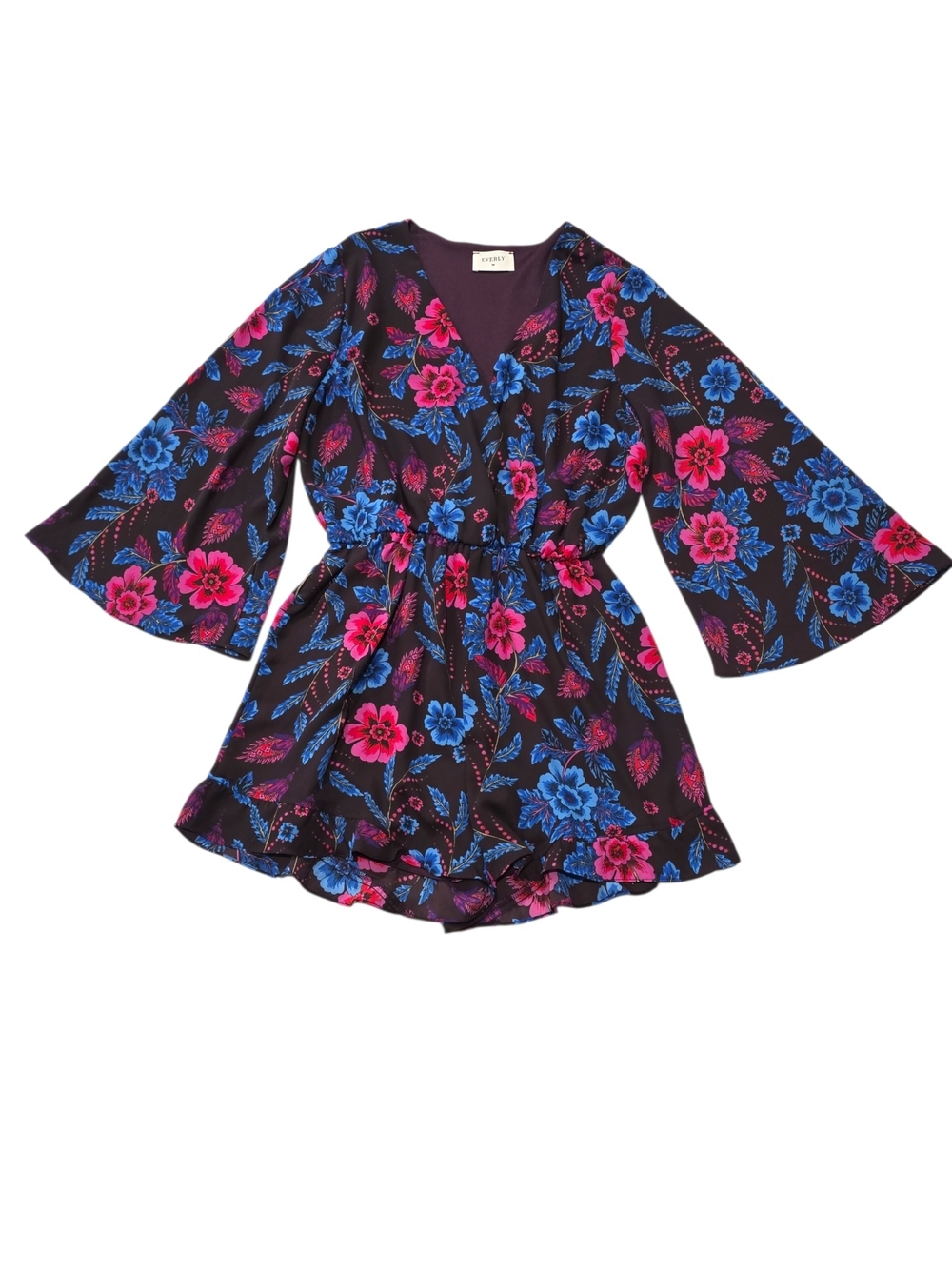 Everly Woman's Floral Romper Size Large (L) E83 - Picture 6 of 9